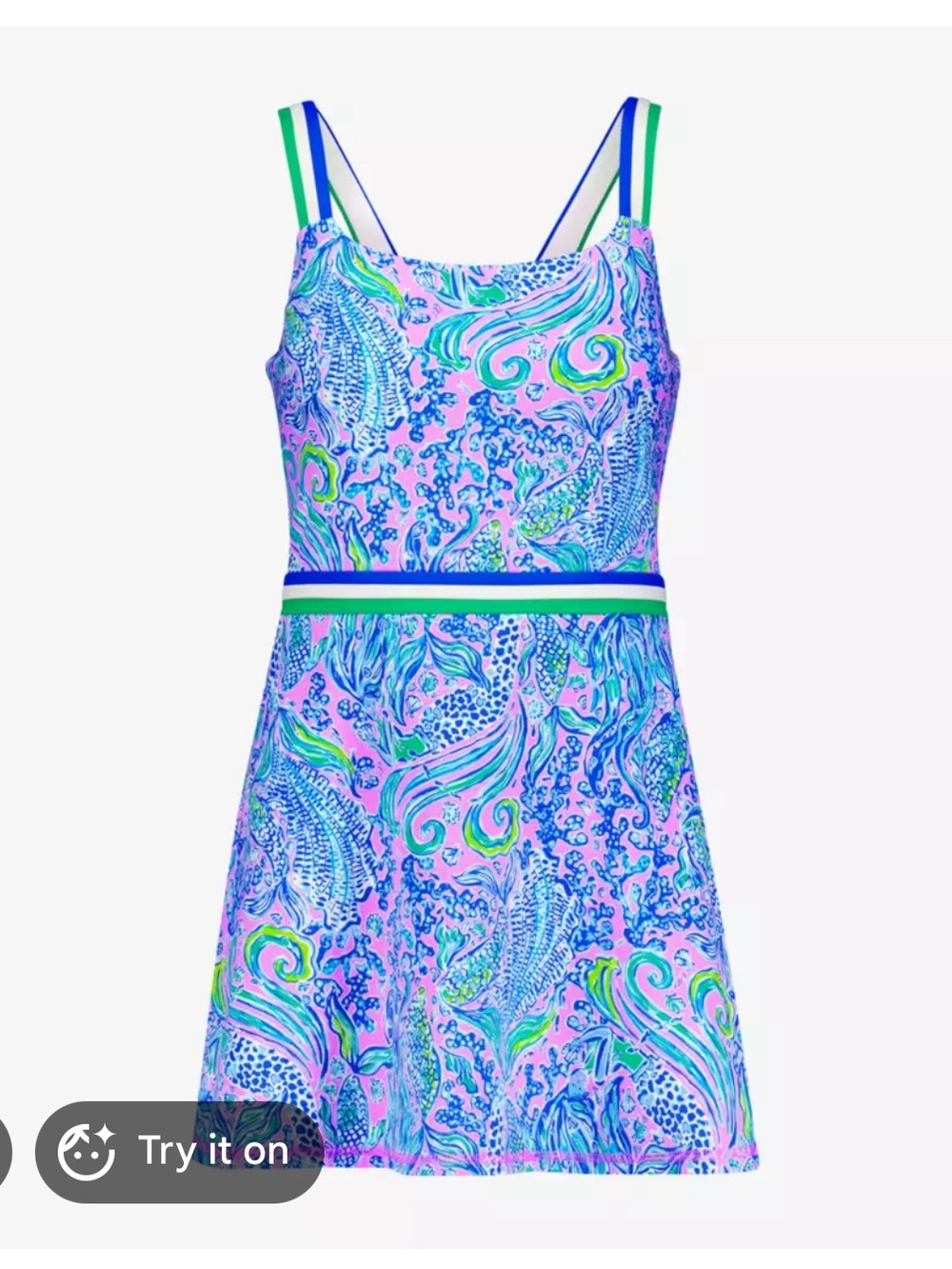 Bright Pink & Blue Printed Sleeveless Dress